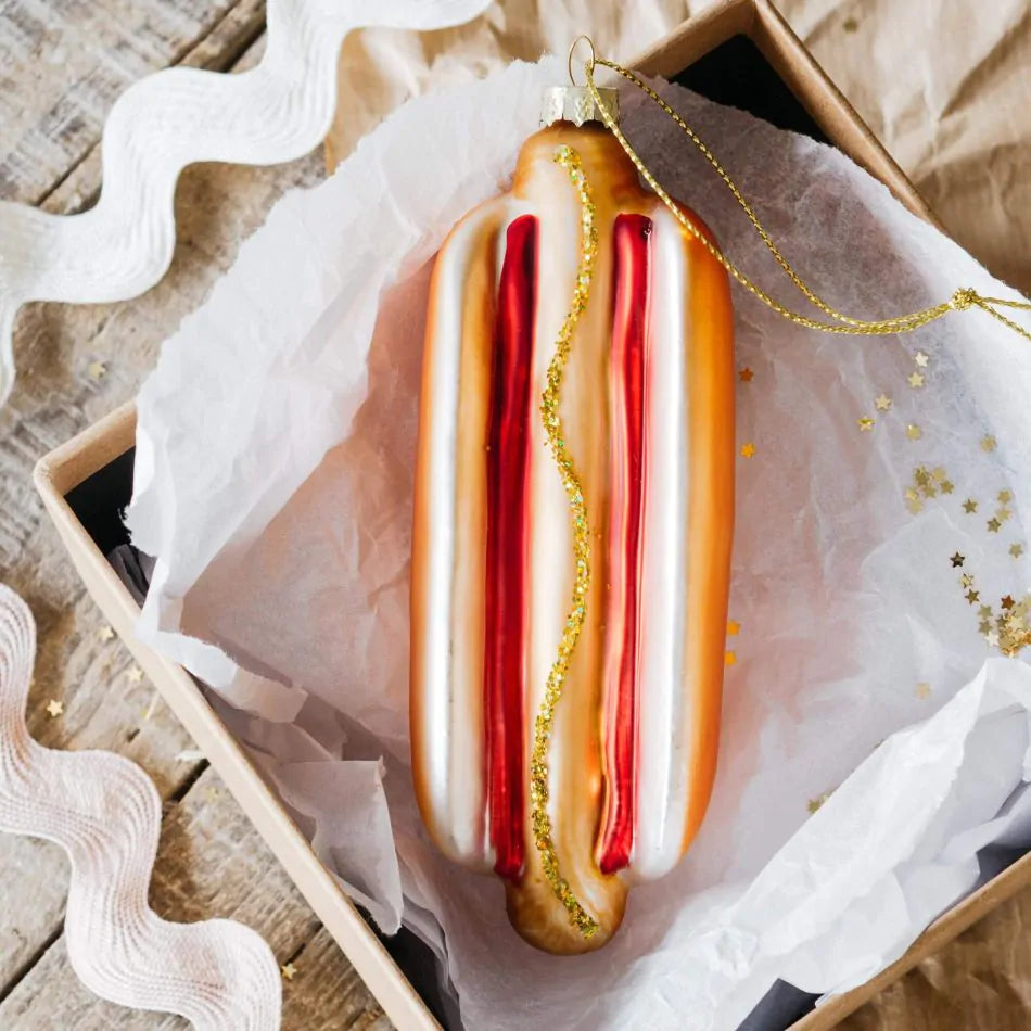 hotdog ornament banella santorini στολιδι χριστουγεννιατικο