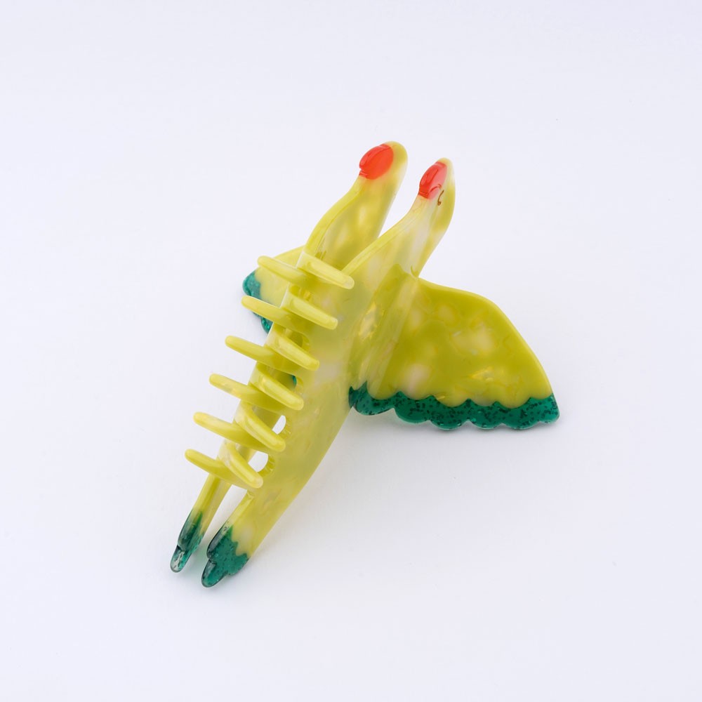 banella concept store hair claw green budgie κλαμμερ κοκαλακι μαλλιων σχεδιο πουλι  