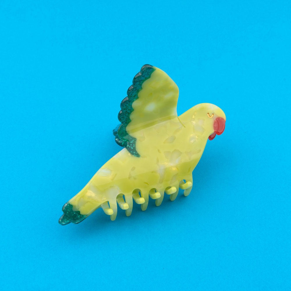 banella concept store hair claw green budgie κλαμμερ κοκαλακι μαλλιων σχεδιο πουλι  