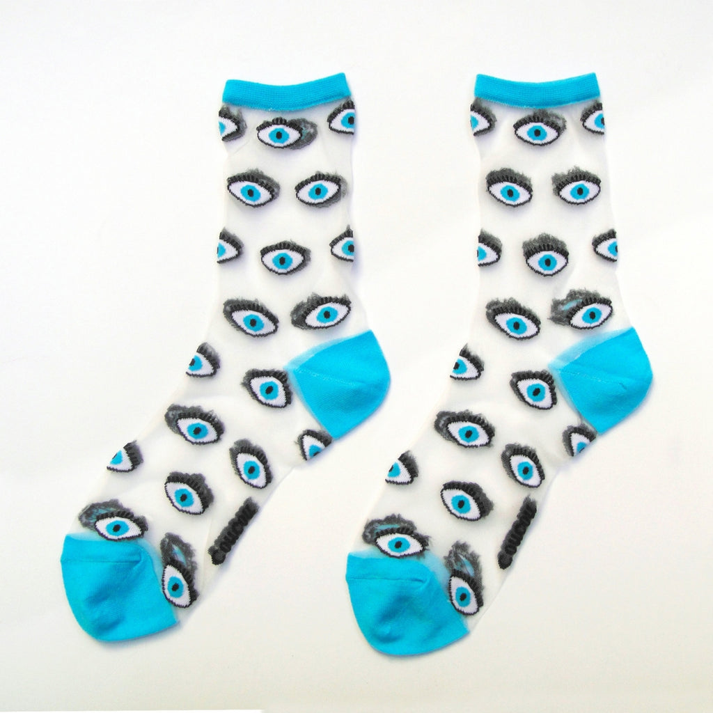 banella concept store eyes transparent socks blue καλτσες γυναικειες διαφανες με ματια σχεδιο